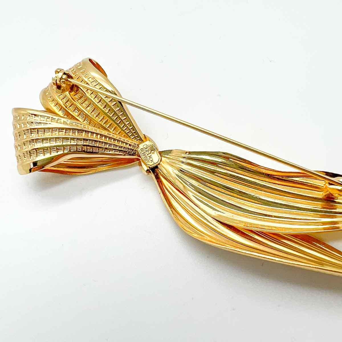 Vintage Christian Dior Large Elongated Bow Brooch 1970s 2