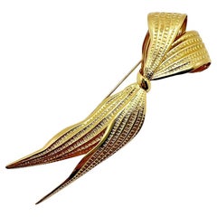 Vintage Christian Dior Large Elongated Bow Brooch 1970s