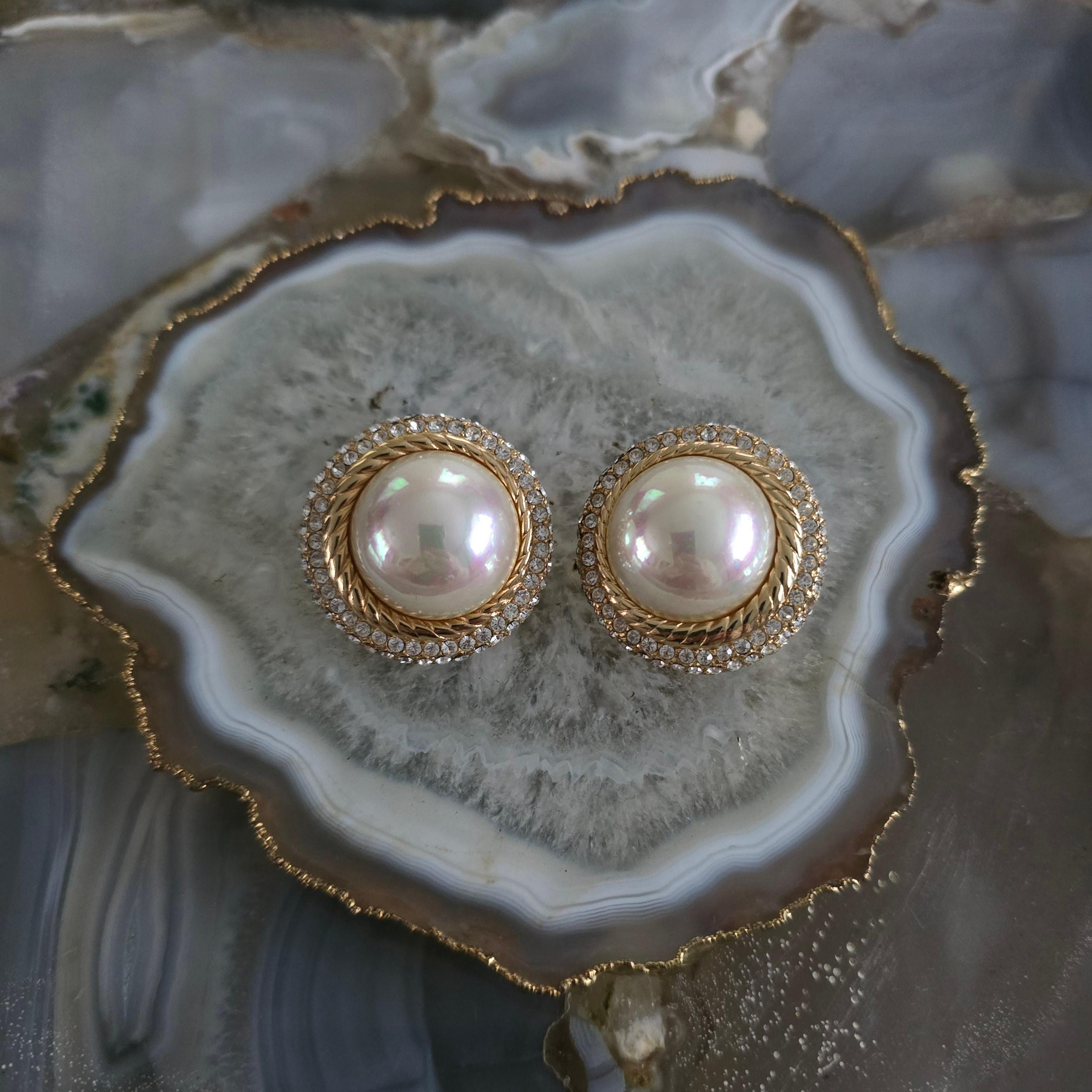 large fake pearl earrings