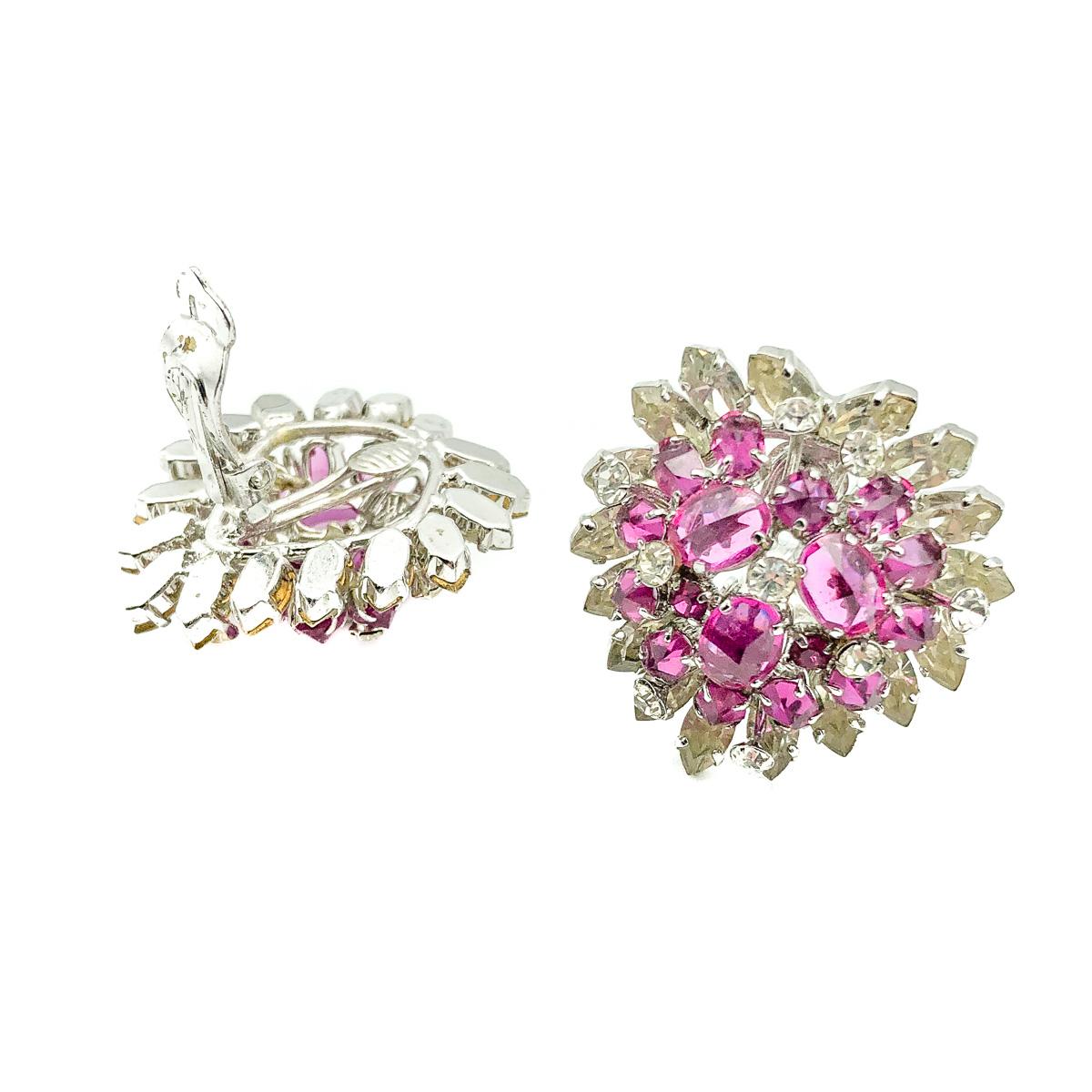 vintage dior crystal rose flower earrings pierced elegant fashion dior rose earrings