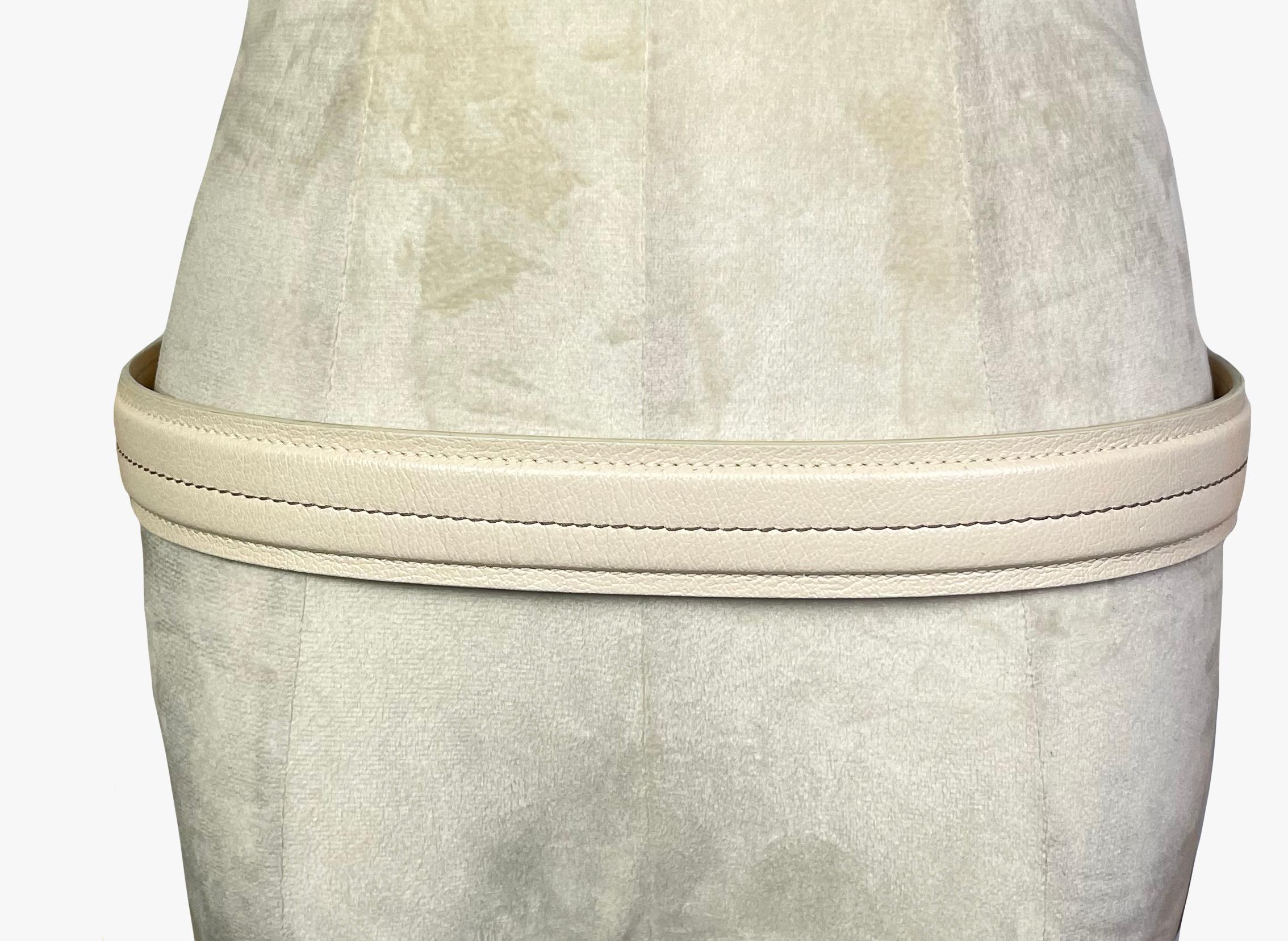 Beige Vintage Christian Dior leather belt For Sale