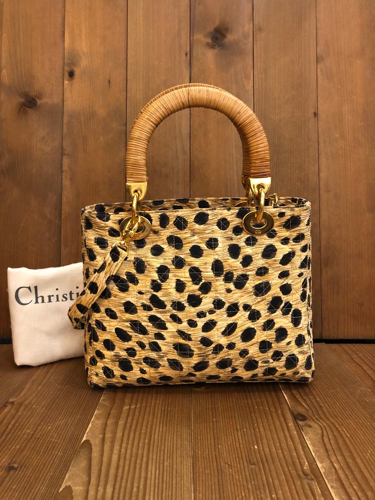 Vintage CHRISTIAN DIOR Leopard Small Lady Dior 2 Way Handbag