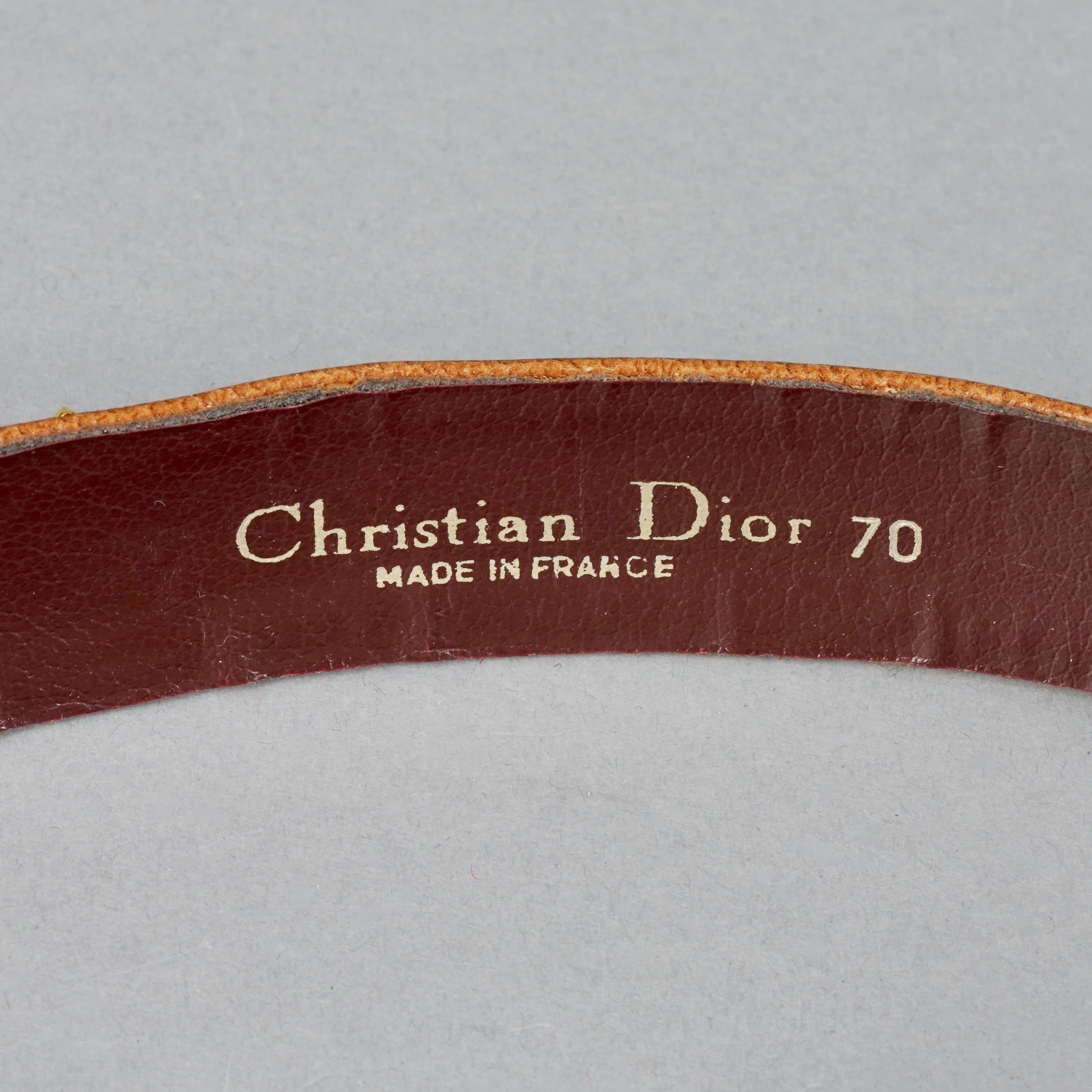 Vintage CHRISTIAN DIOR Lion Head Charms Brown Leather Belt For Sale 6