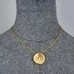 Vintage CHRISTIAN DIOR Logo Dented Bottle Capsule Pendant Chain Necklace