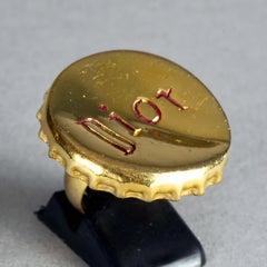 Vintage CHRISTIAN DIOR Logo Dented Bottle Capsule Ring