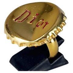 Vintage CHRISTIAN DIOR Logo Dented Bottle Capsule Ring