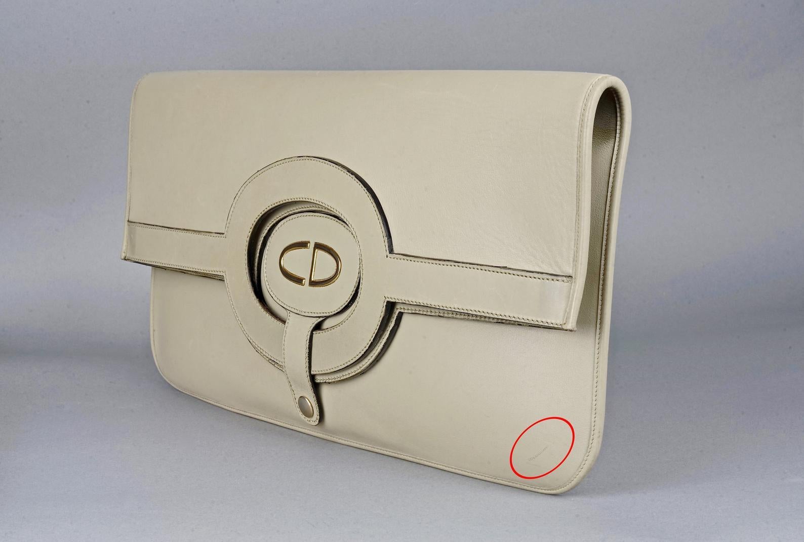 Vintage CHRISTIAN DIOR Logo Foldable Envelope Leather Clutch Bag 1