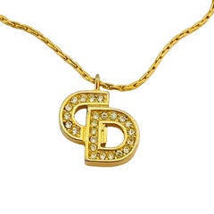 Vintage CHRISTIAN DIOR logo gold crystal designer runway bracelet