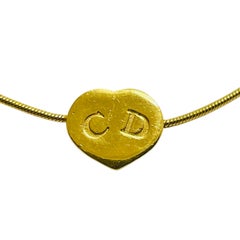 Vintage CHRISTIAN DIOR logo gold plated heart CD logo designer runway bracelet