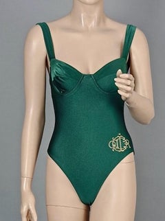 Vintage CHRISTIAN DIOR Logo Insignia Body Suit Bathing Suit Swimsuit Bodysuit
