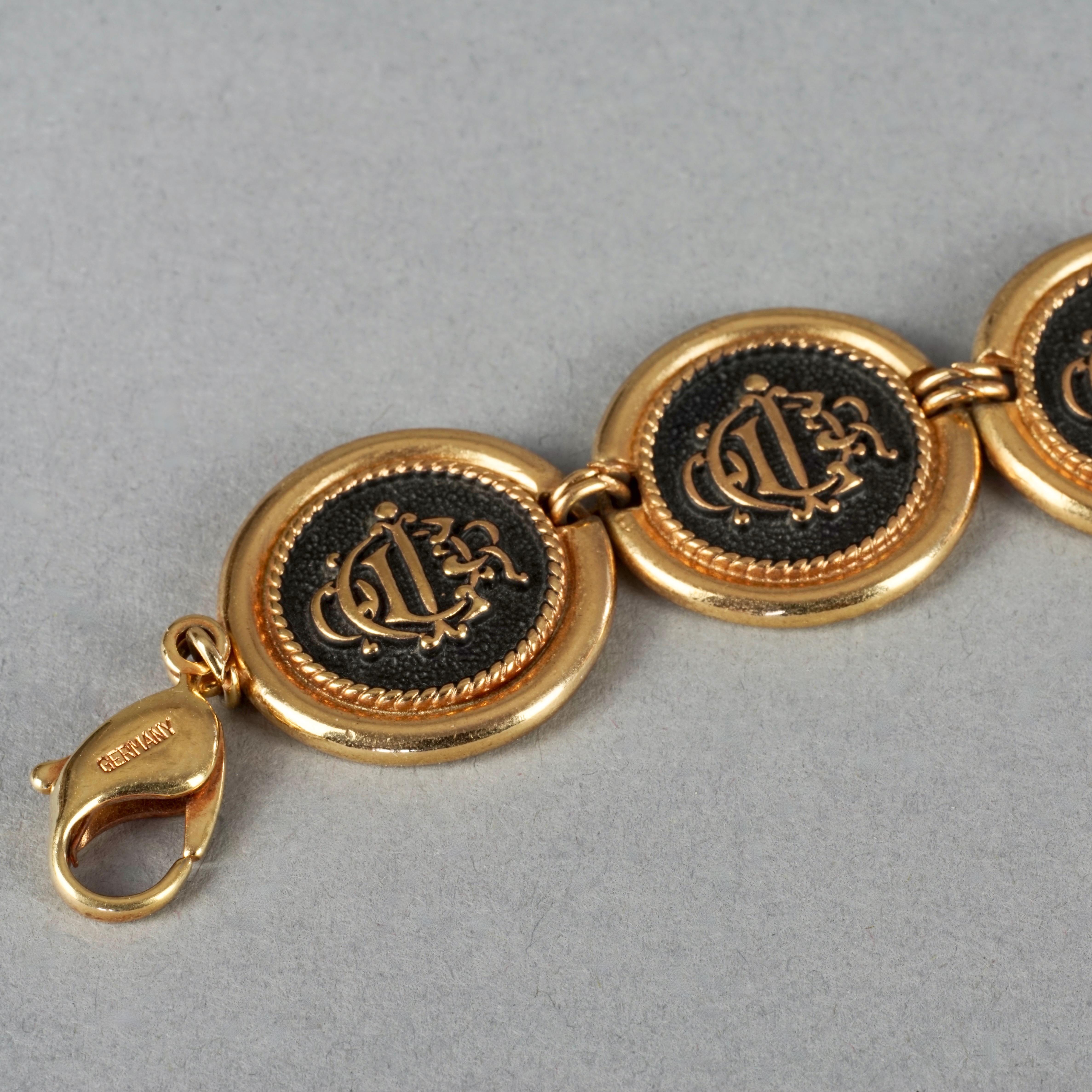 Vintage CHRISTIAN DIOR Logo Insignia Medallion Link Necklace For Sale 4