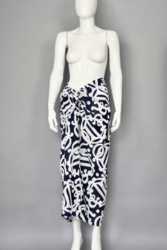 Vintage CHRISTIAN DIOR Logo Insignia Print Pareo Wraparound Skirt