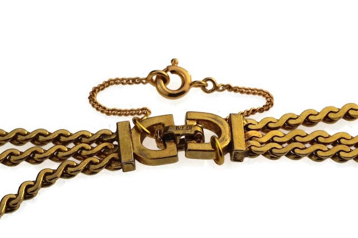 Vintage CHRISTIAN DIOR Logo Multi Strand Chain Necklace 2