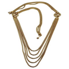 Vintage CHRISTIAN DIOR Logo Multi Strand Chain Necklace