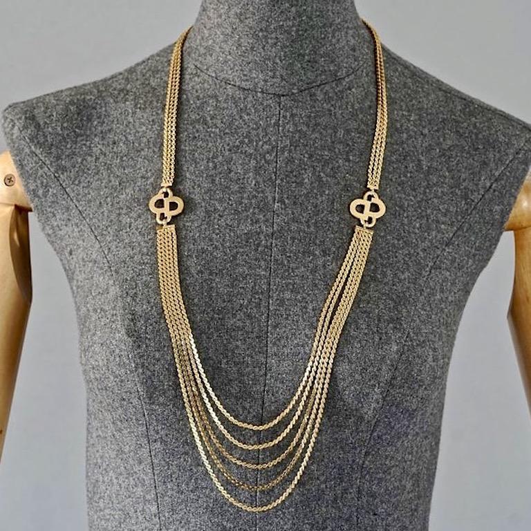 Vintage CHRISTIAN DIOR Logo Multi Strand Chain Necklace at 1stDibs ...