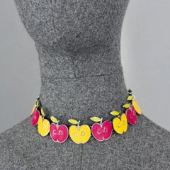 Vintage CHRISTIAN DIOR Logo Pop Enamel Apple Necklace