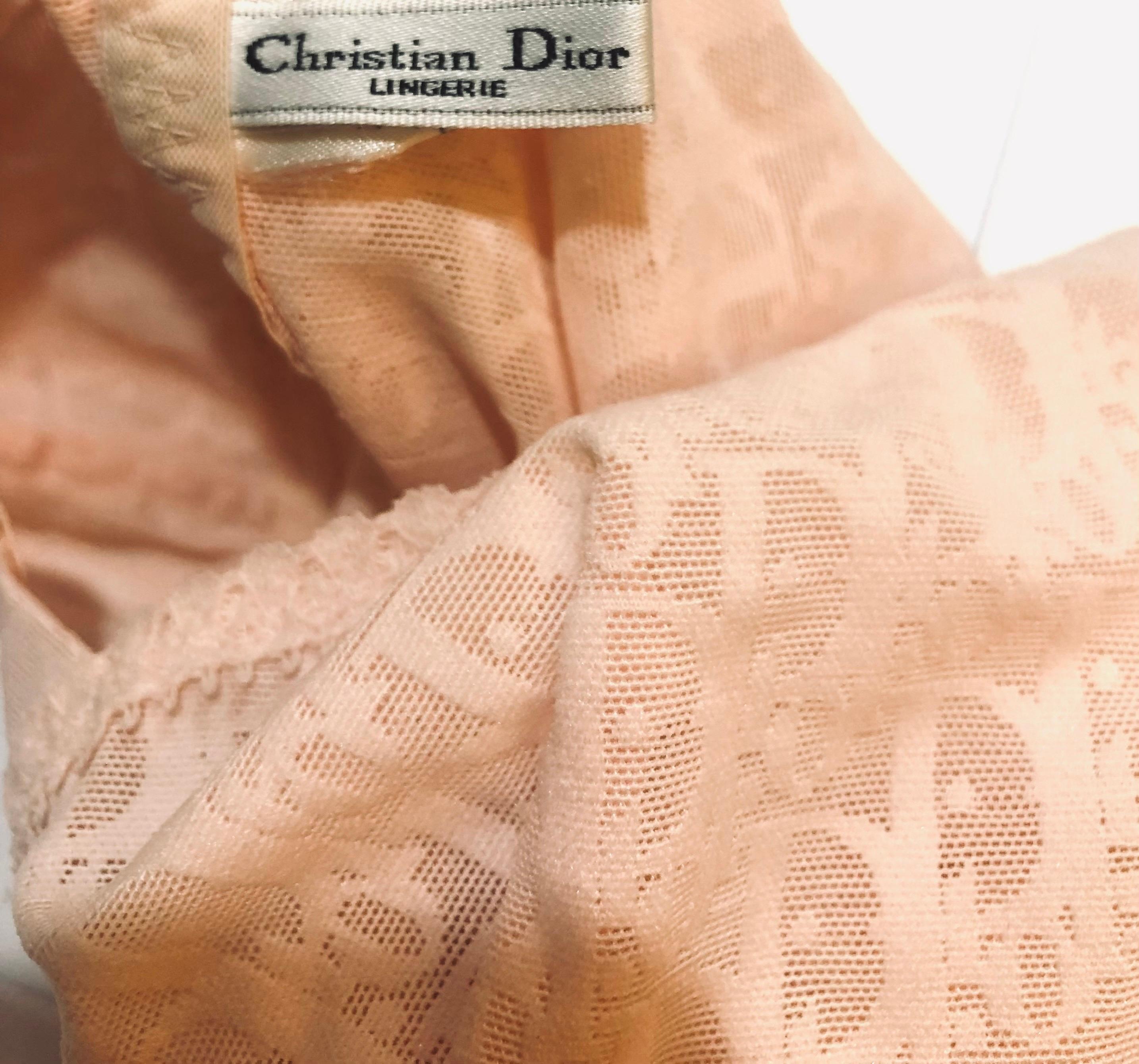 Vintage Christian Dior Logo Sheer Bodysuit Underwear  In Good Condition For Sale In Hoffman Estates, IL