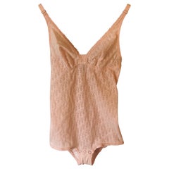 Vintage Christian Dior Logo Sheer Bodysuit Underwear