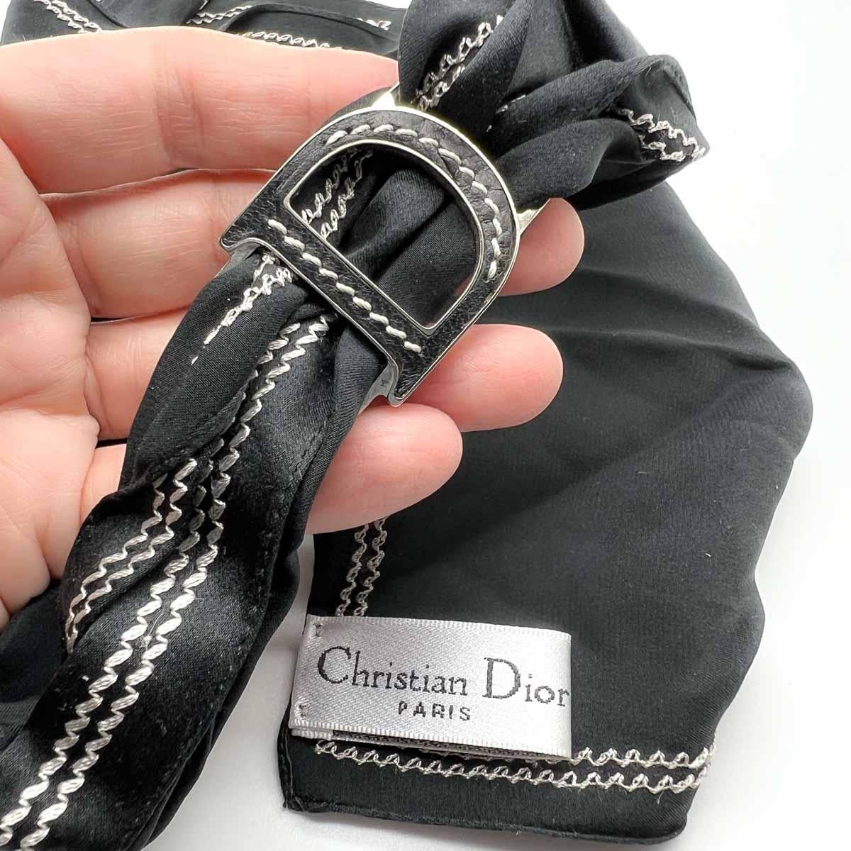 Vintage Christian Dior Logo Silk Necktie 1990s For Sale 1