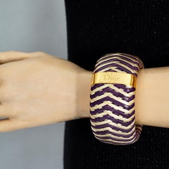 Vintage CHRISTIAN DIOR Logo Woven Contrasting Leather Cuff Bracelet