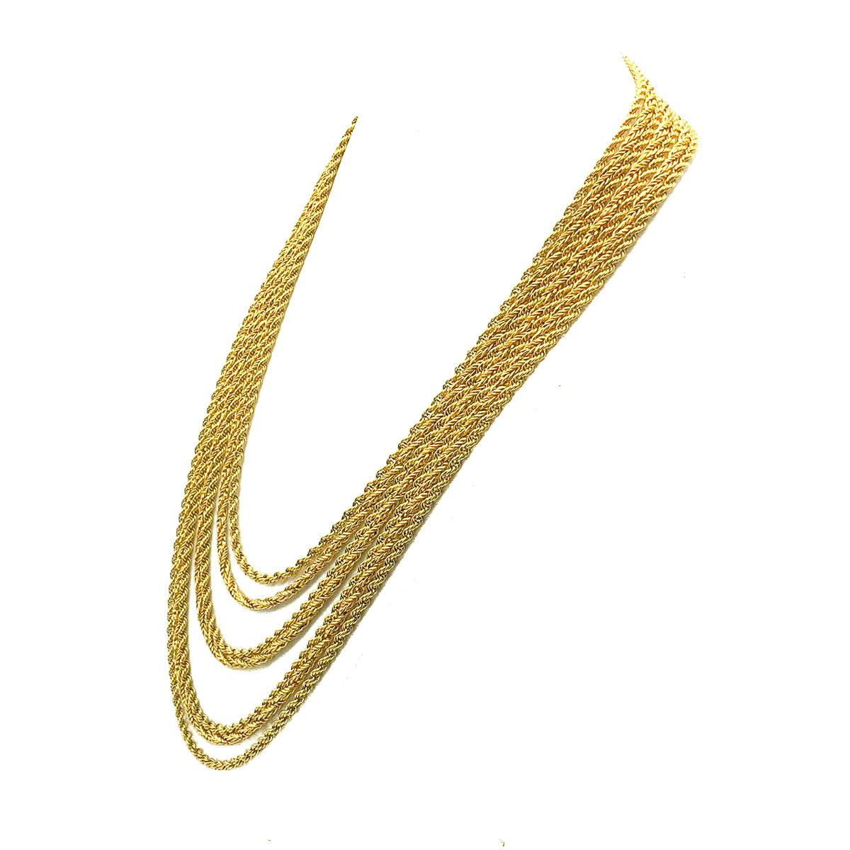 Vintage Christian Dior Long Multi Chain Bib Necklace 1972 For Sale at