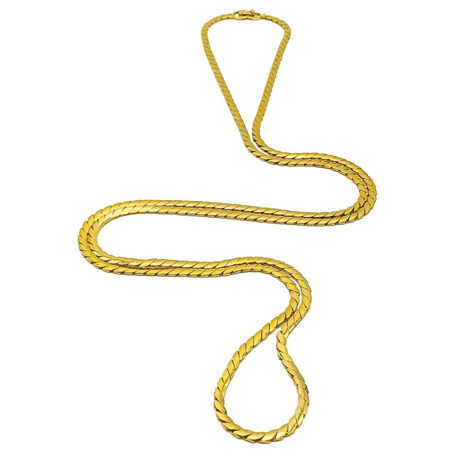Christian Dior, collier long vintage à chaîne en serpent, années 1980