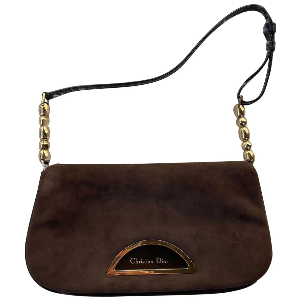 Vintage Christian Dior Malice Tasche aus braunem Wildleder Schultertasche Clutch