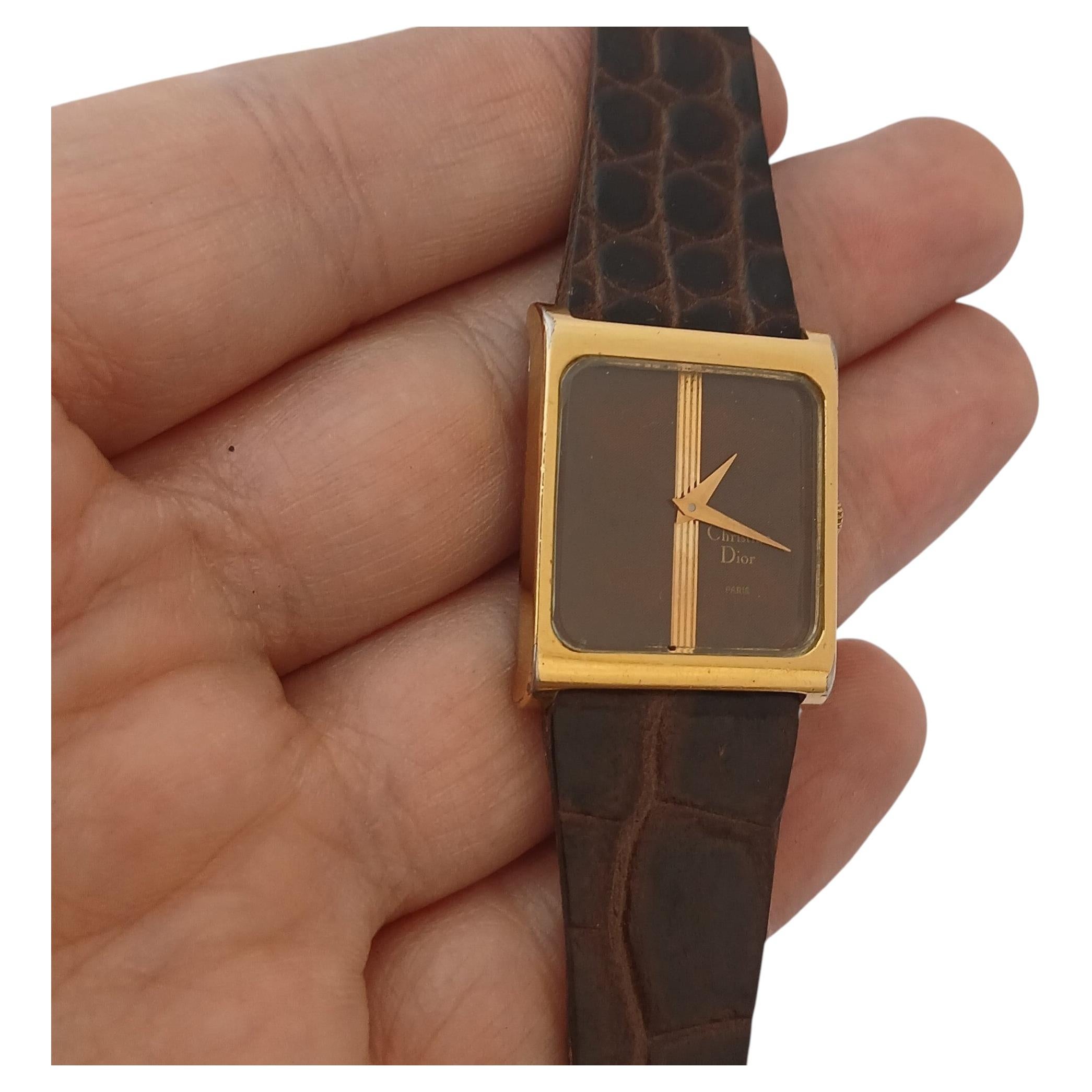 Vintage Christian Dior Manual Wind Rare Dial Rectangular New Belt Ladies Watch