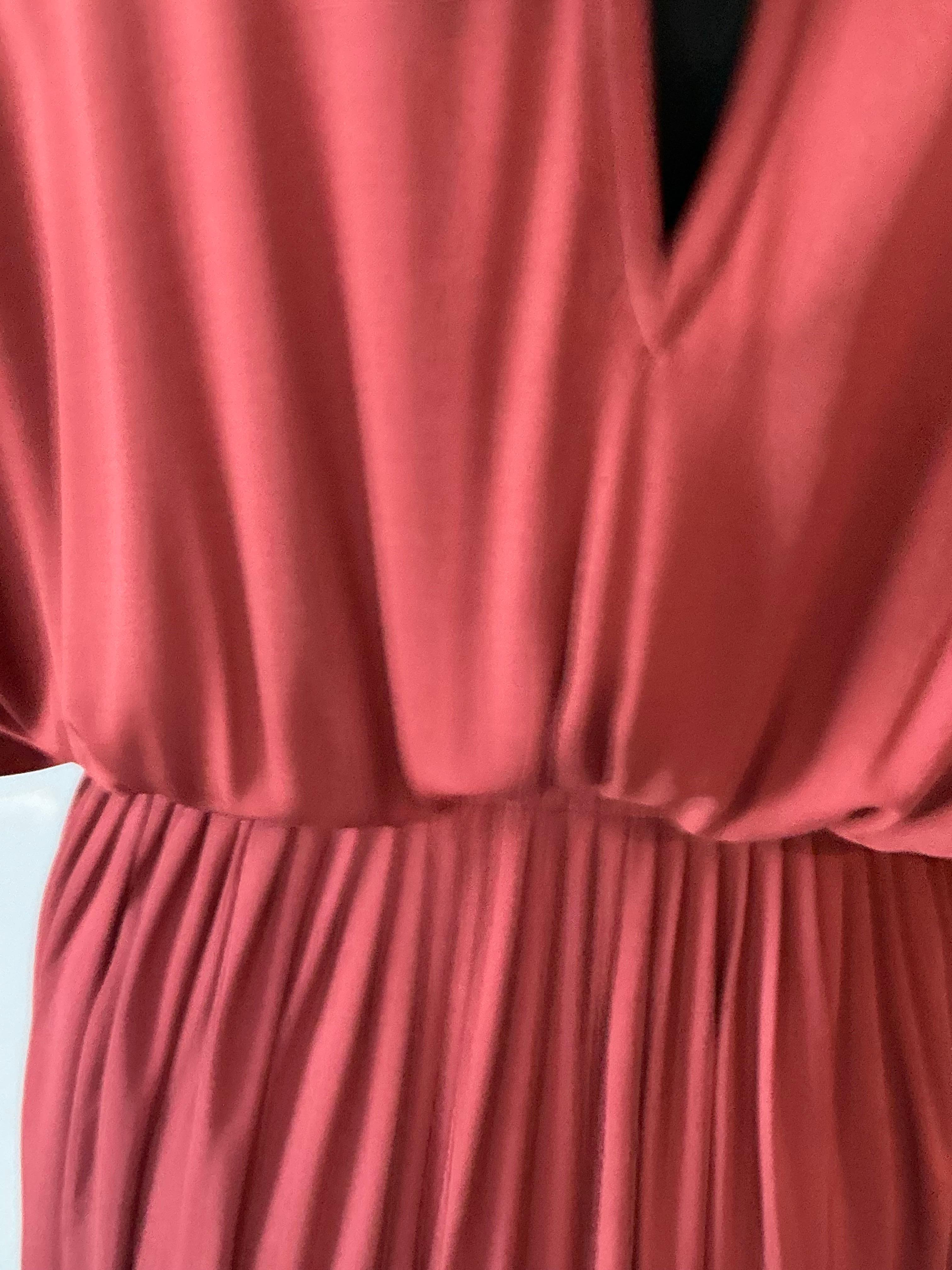 Vintage Christian Dior Maroon Flutter Dress with Pleated Skirt For Sale 3