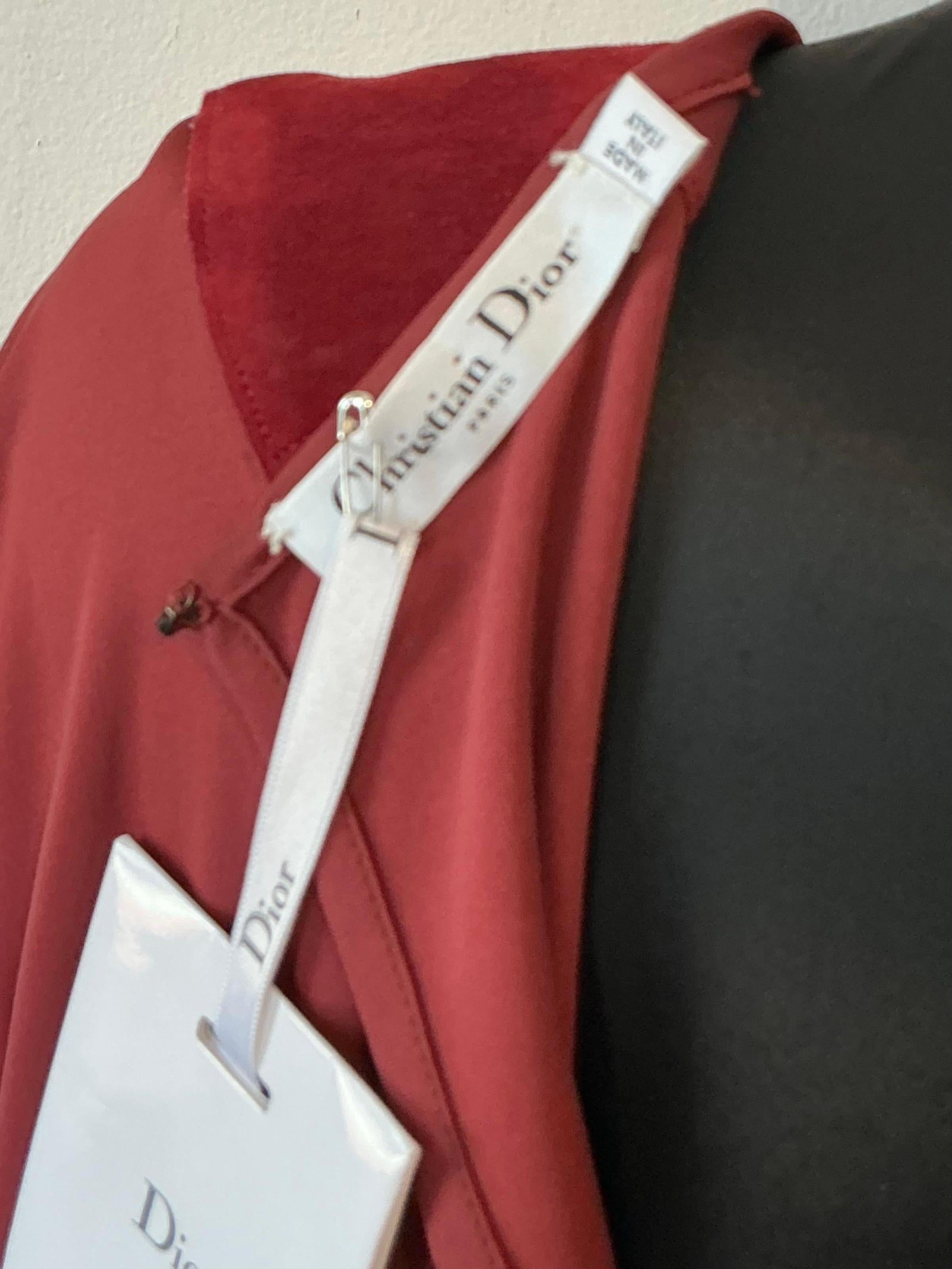 Vintage Christian Dior Maroon Flutter Dress with Pleated Skirt For Sale 4