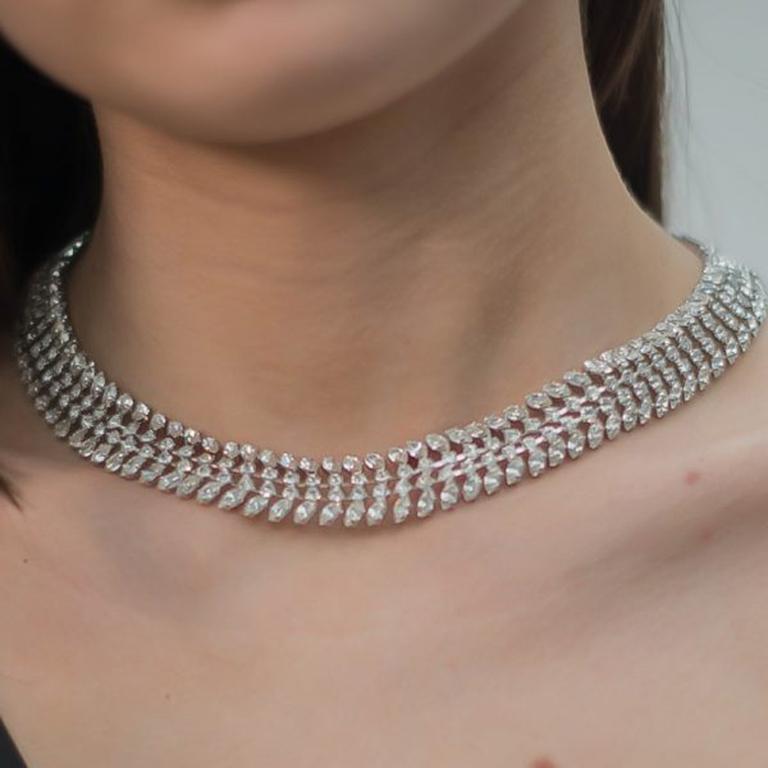 An utterly beautiful Vintage Dior Marquise Necklace. Featuring hundreds of Swarovski crystal stones in marquise and chaton cuts, each one claw set. The design and construction allowing this piece to drape perfectly around the neck with fluidity. In