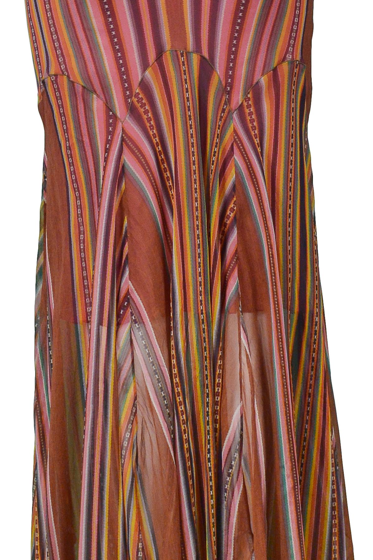 Vintage Christian Dior Mauve Blanket Stripe Print Slip Dress 1