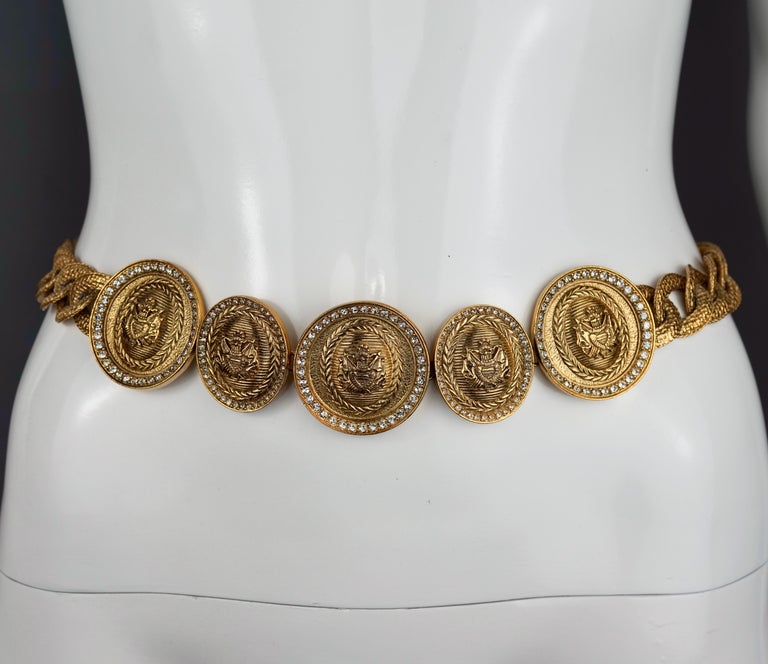 Vintage CHRISTIAN DIOR Medallion Crest Chunky Chain Necklace Belt For Sale 7