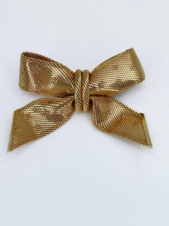 Vintage Christian Dior Mesh Star Print Bow Pin Brooch 1964
