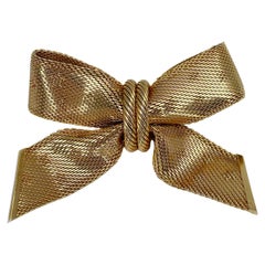 Vintage Christian Dior Mesh Star Print Bow Pin Brooch 1964