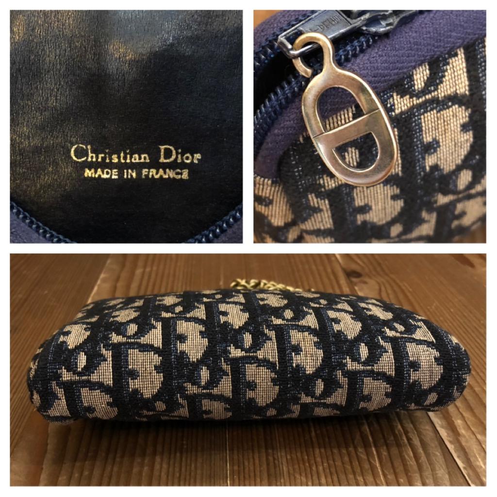 Vintage CHRISTIAN DIOR Mini Jacquard Trotter Vanity Pouch Navy (Modified) For Sale 1