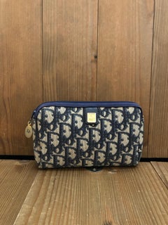 Vintage CHRISTIAN DIOR Mini Jacquard Trotter Vanity Pouch Navy