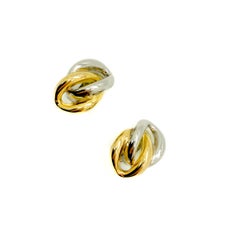 Vintage Christian Dior Mixed Metals Knot Earrings 1980s