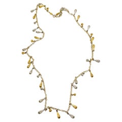 Vintage Christian Dior Mixed Metals Long Droplet Necklace 1970s