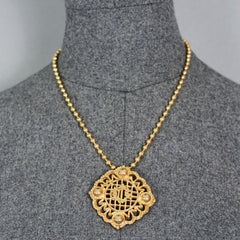 Vintage CHRISTIAN DIOR Monogram Insignia Durchbrochene Anhänger Kette Halskette