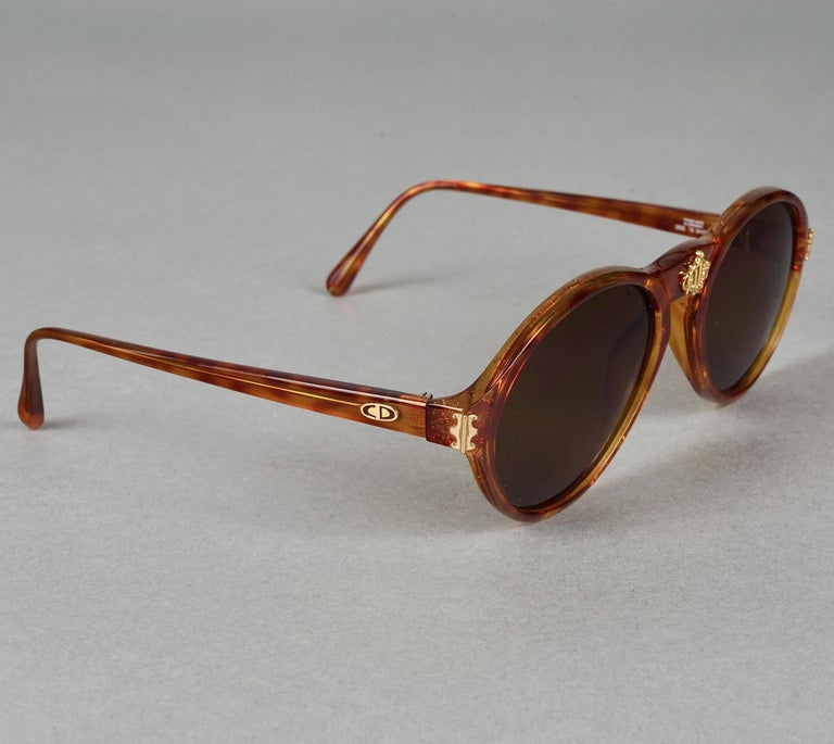 Women's or Men's Vintage CHRISTIAN DIOR Monogram Insignia Tortoiseshell Sunglasses For Sale