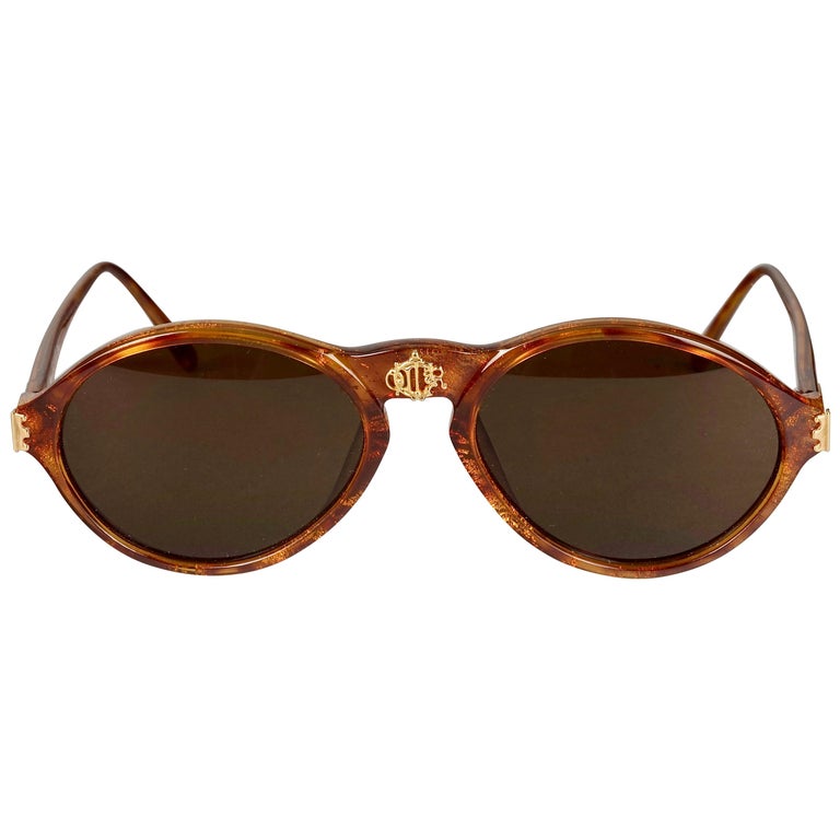 Vintage CHRISTIAN DIOR Monogram Insignia Tortoiseshell Sunglasses For