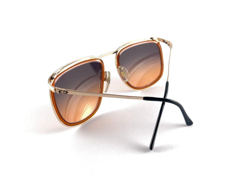 Vintage Christian Dior Monsieur 2199 Optyl Gold and Tangerine 70'S