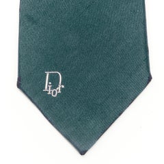 vintage CHRISTIAN DIOR MONSIEUR navy blue silk logo print distressed detail tie