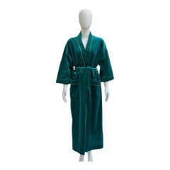 Vintage Christian Dior Monsieur Velvet Velour Robe w/ Embroidered Logo