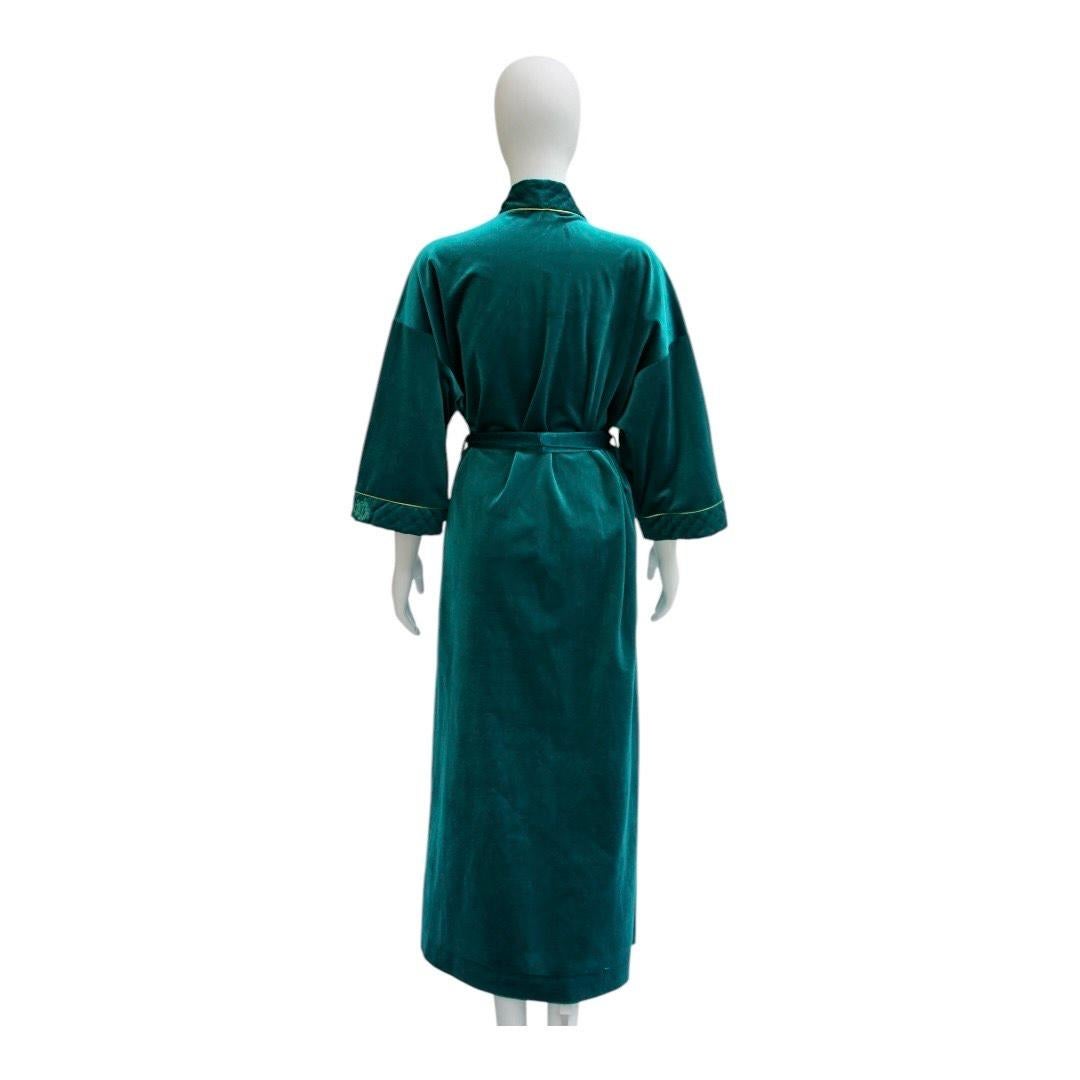 Women's or Men's Vintage Christian Dior Monsieur Velvet Velour Robe w/ Embroidered Logo For Sale