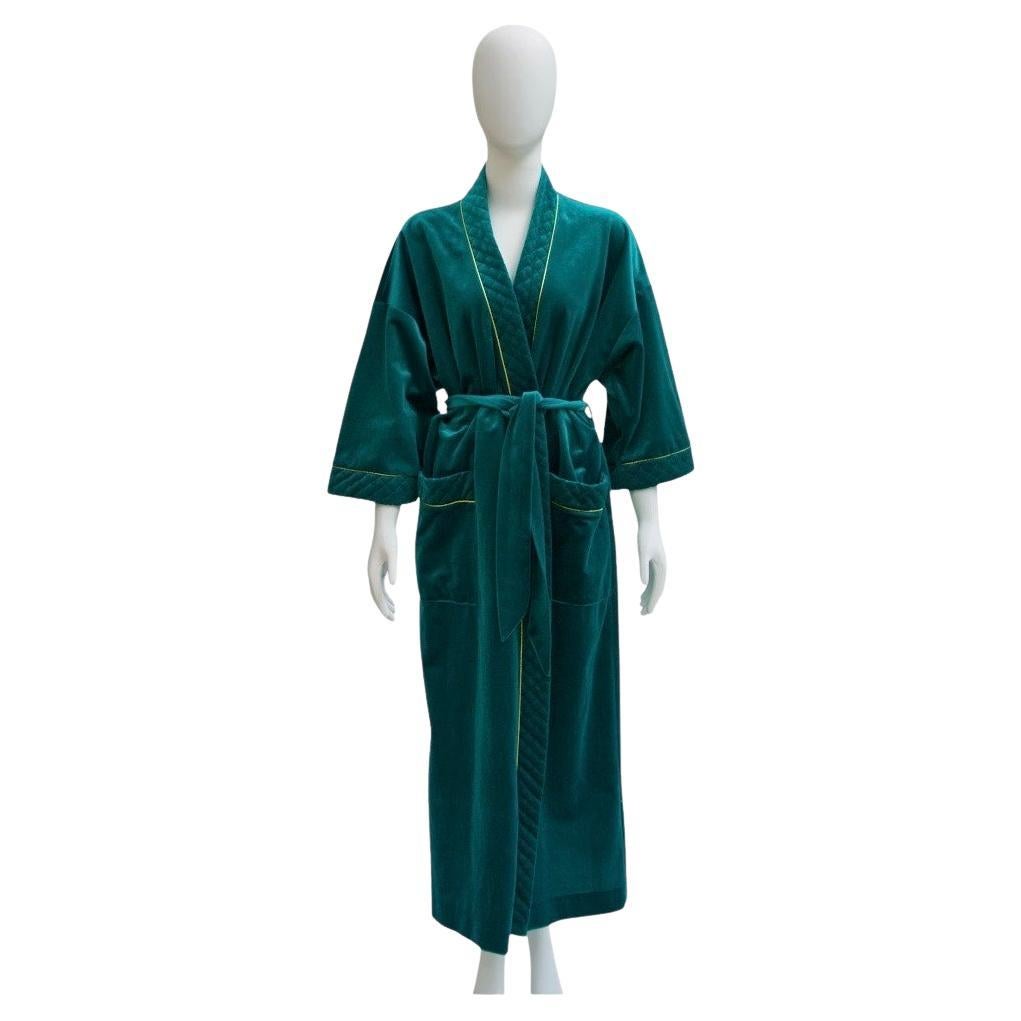 Vintage Christian Dior Monsieur Velvet Velour Robe w/ Embroidered Logo