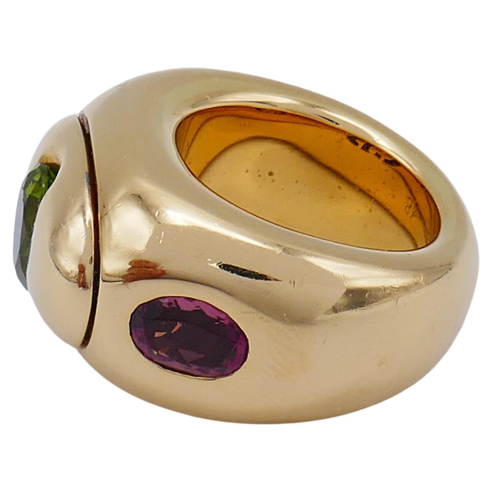 Mixed Cut Vintage Christian Dior Multi Gem Gold Band Ring