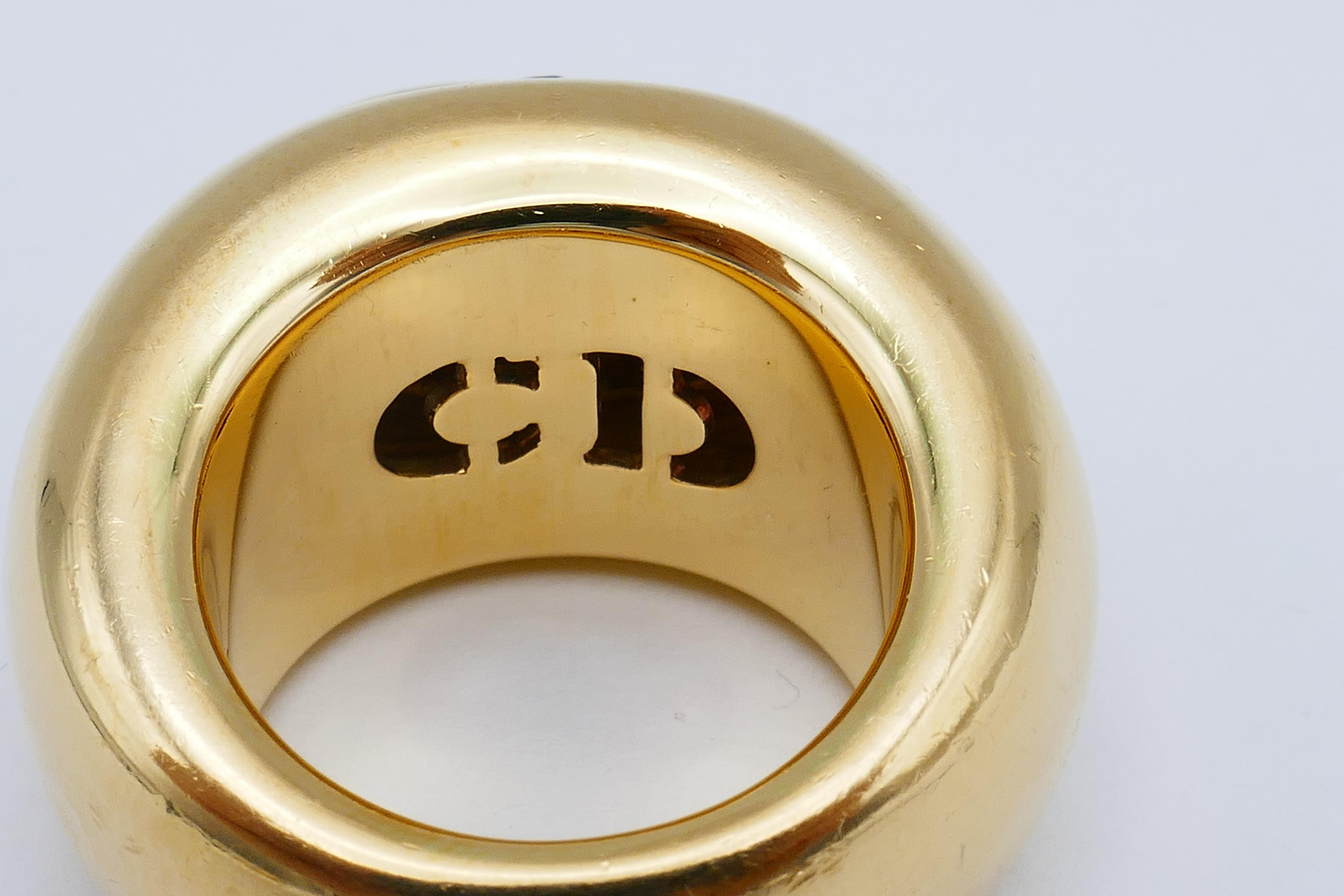 Women's or Men's Vintage Christian Dior Multi Gem Gold Band Ring