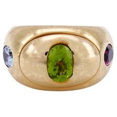 Vintage Christian Dior Multi Edelstein Gold Band Ring